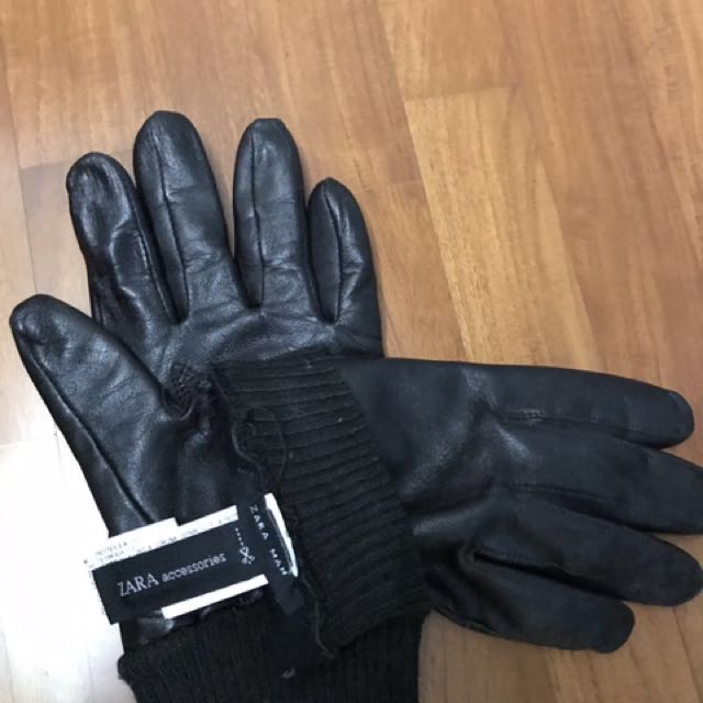 zara men's leather gloves