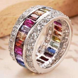 Size 6 Crystal Rainbow Ring! Absolutely Gorgeous To Wear!