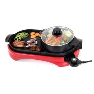 J&J Multi-function Electric Hotplate Grill (Red) (Coo58)