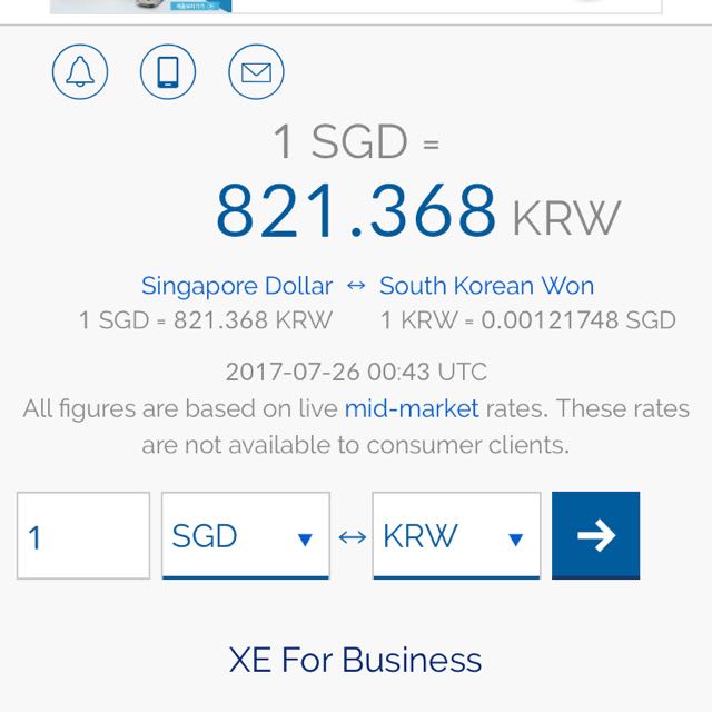 Exchange Korean Won krw For Singapore Dollar sgd Everything Else 