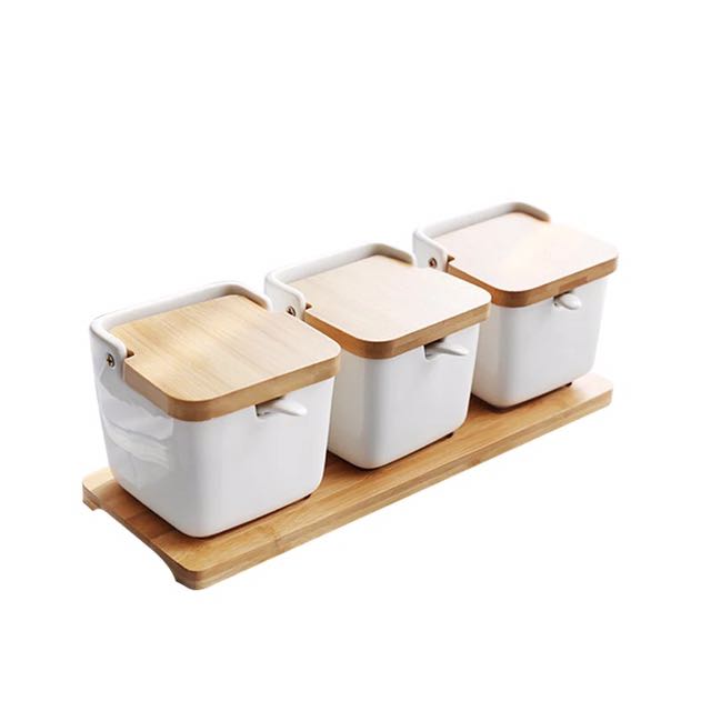 Kitchen Use Free Wooden Tray Holder Muji Style Condiments Photo