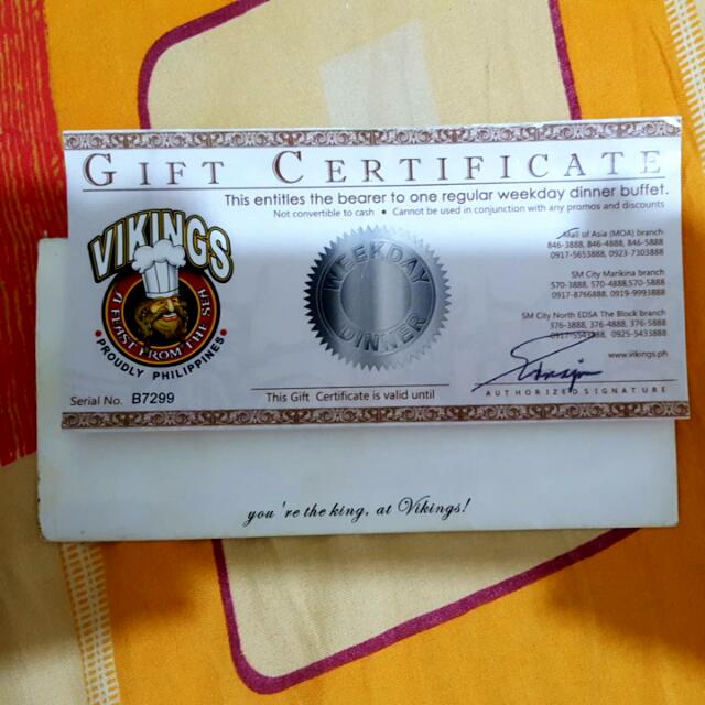 Vikings Gift Certificate, Tickets & Vouchers, Store Credits on Carousell