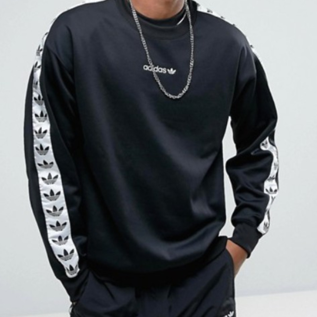 adidas Originals Adicolor TNT Tape Crew Sweatshirt In Black, Men's Fashion,  Clothes on Carousell
