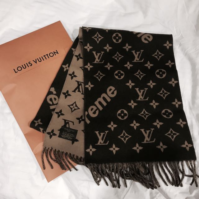 Louis Vuitton x Supreme 2017 LV Monogram Bandana - Brown Scarves