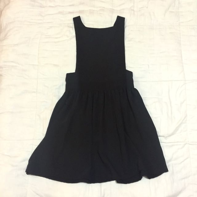 TOPSHOP Black Pinafore Jumper Dress 
