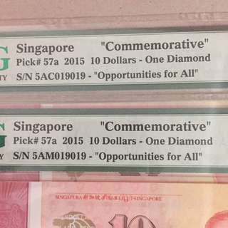 📣Repeater Serial no's  & Identical no's 🇸🇬SG50 Notes of $10 Currency