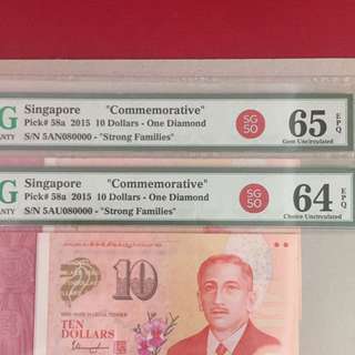 📣Fancy Serial no's  & Identical no's 🇸🇬SG50 Notes of $10 Currency