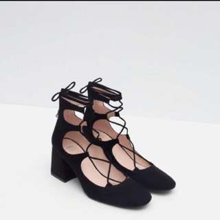 37號 Zara 中跟綁帶鞋
