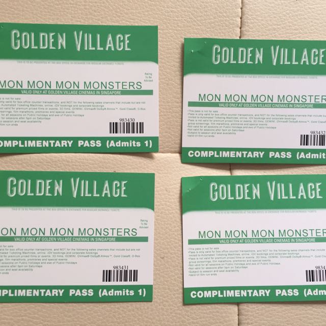4 X Mon Mon Mon Monsters Gv Movie Pass Tickets Vouchers Vouchers On Carousell