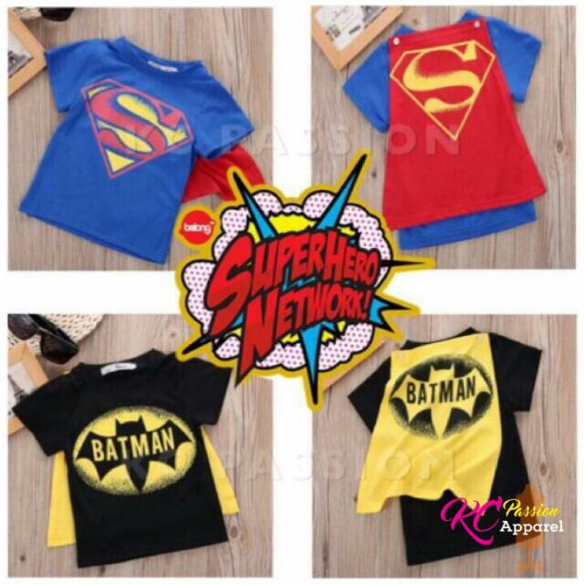 Baby Boy Superhero Short Sleeve T Shirt With Cape Superman