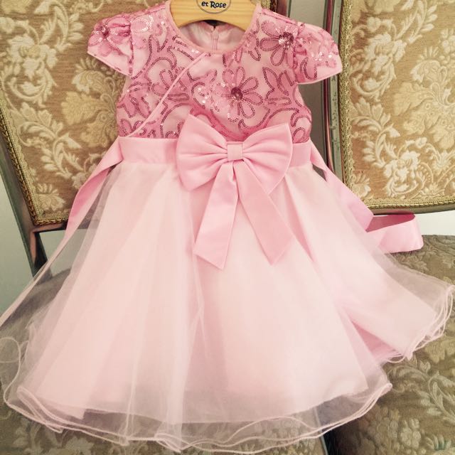 Sale Gaun Pesta Anak Pink Dengan Payet Pita Girl Party Dress Baby Pink Bayi Anak Baju Anak Perempuan Di Carousell