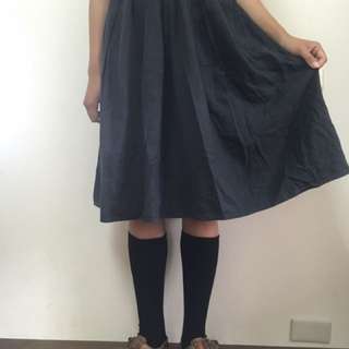鬆緊黑長裙