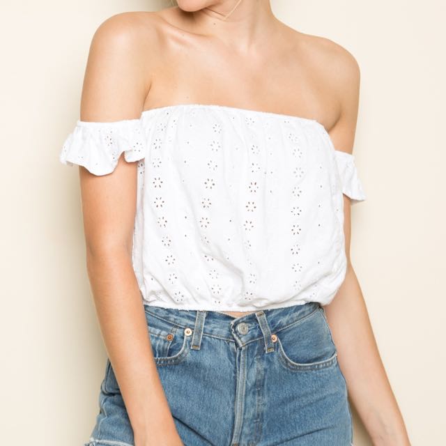 white off the shoulder top brandy melville
