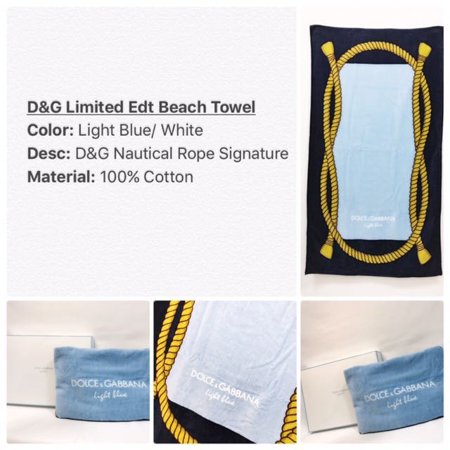 Dolce /& Gabbana /"Light Blue/" Men/'s Towel 100/% Cotton New in Box