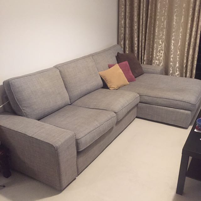 Ikea 3 Seater Kivik Sofa With Chaise Lounge Free Cushions
