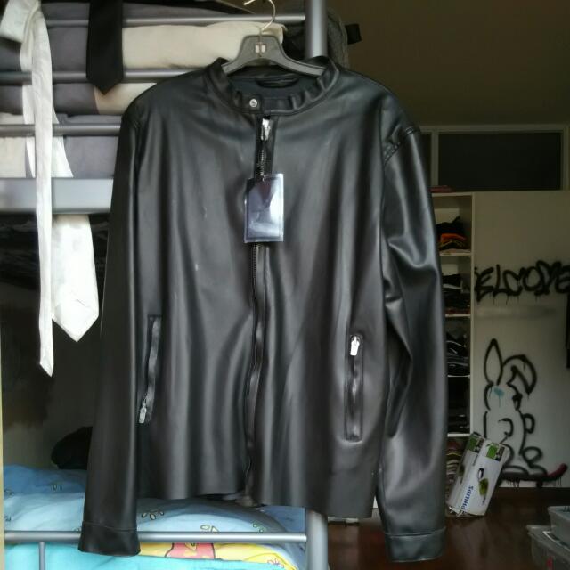 zara man faux leather jacket
