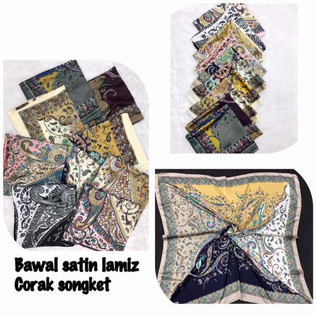 Bawal Satin Lamiz Corak Songket Muslimah Fashion On Carou