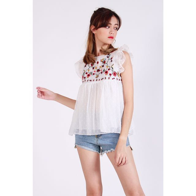 zara embroidered top