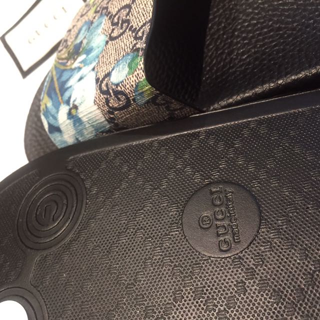 Gucci Blue Floral Slides Size 6 Women s Fashion Shoes on Carousell