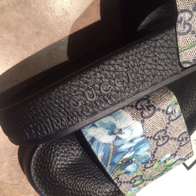 Gucci Blue Floral Slides Size 6 Women s Fashion Shoes on Carousell