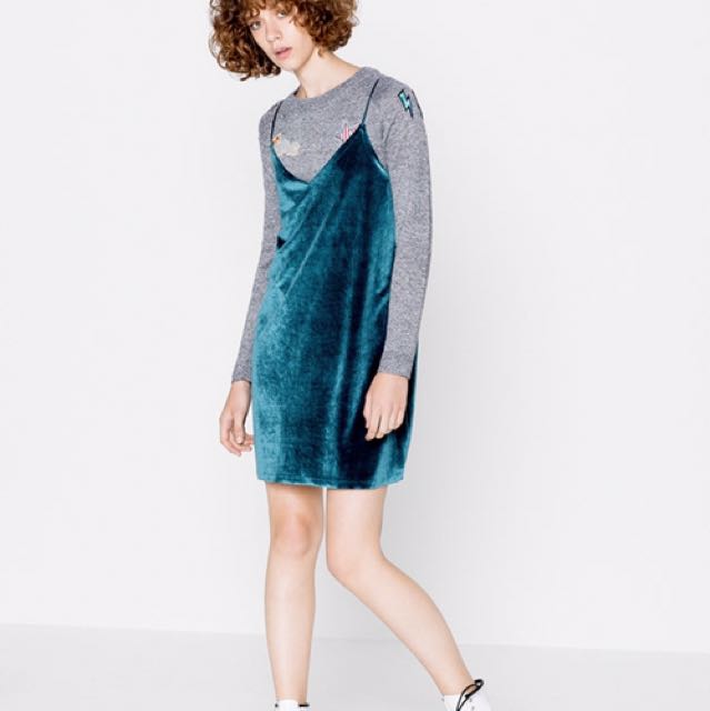 Pull Bear Velvet Slip Dress Women s Fashion Dresses Sets
