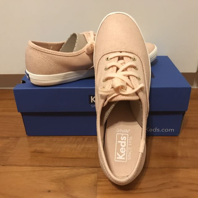 keds champion metallic rose gold