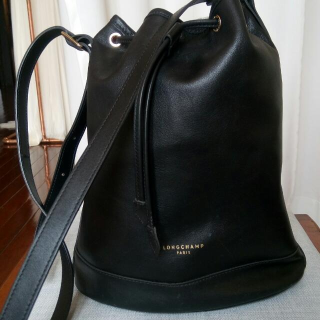 longchamp leather bucket bag