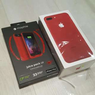 Iphone 7plus Red Edition 128Gb With Mophie Battery Case In Red