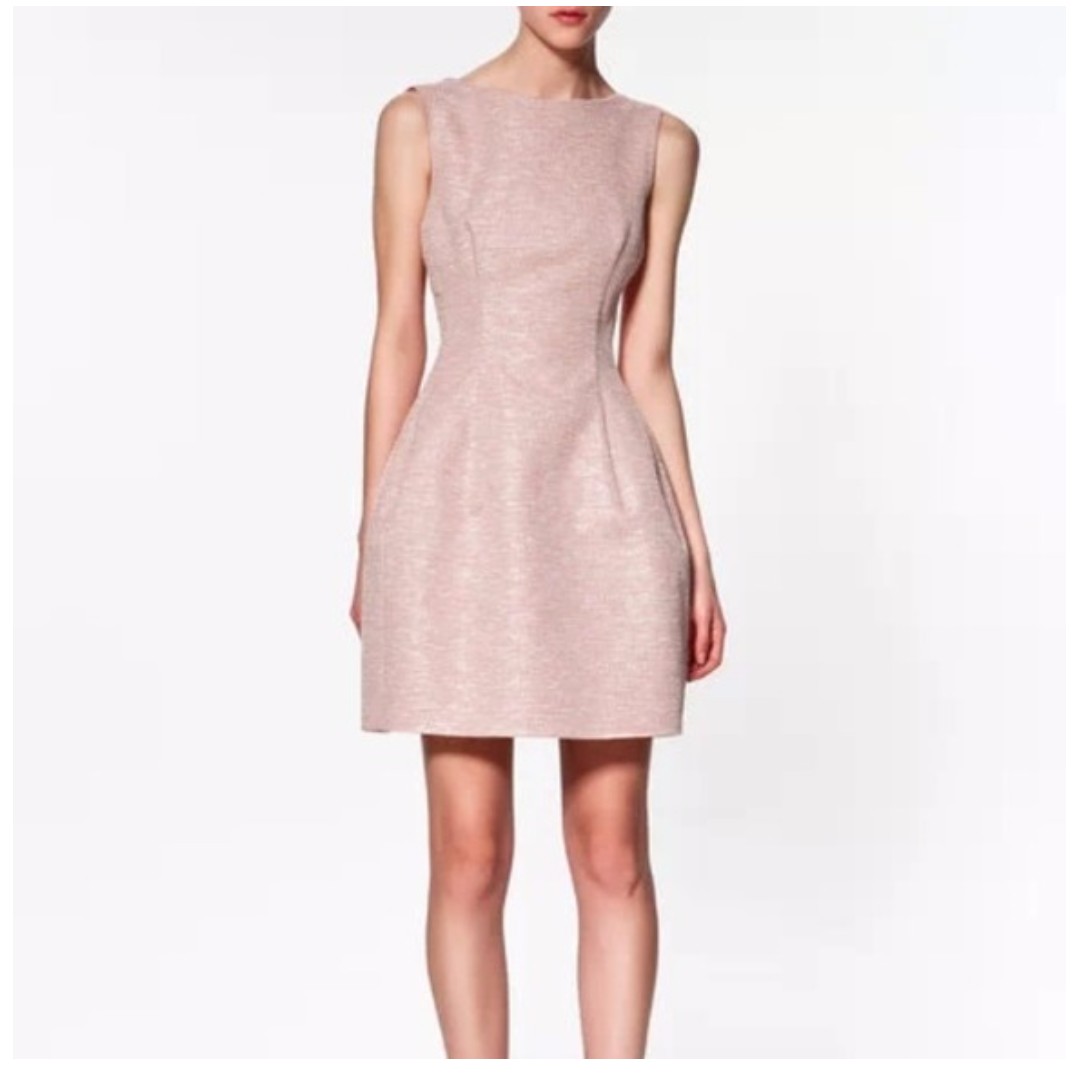 pink tweed dress zara