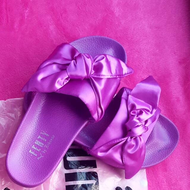 Purple fenty puma slides hotsell