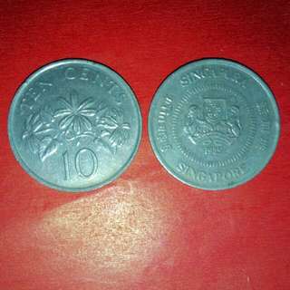 Singapore Ten Cents 1985,1989