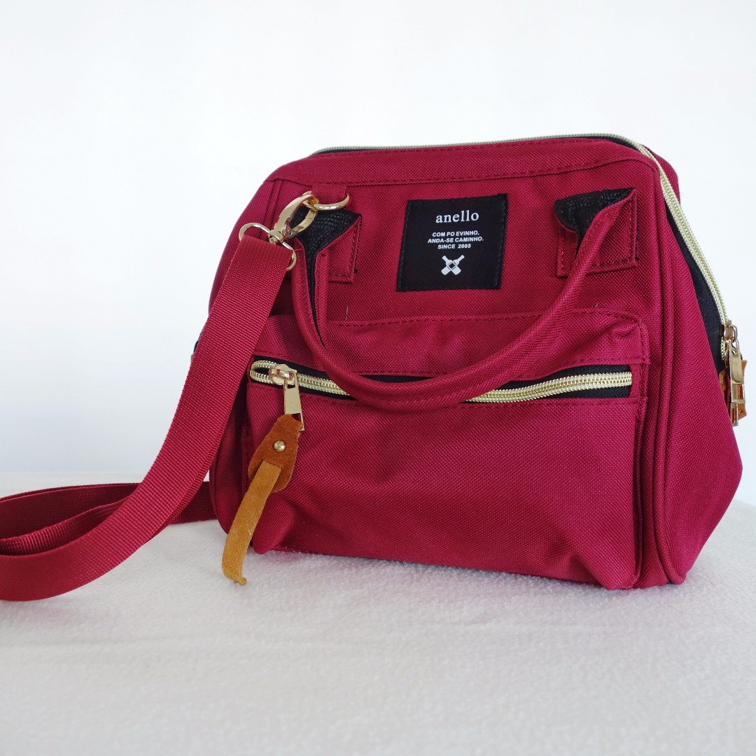 Anello small sling bag in burgundy color, Women's Fashion, Bags ...