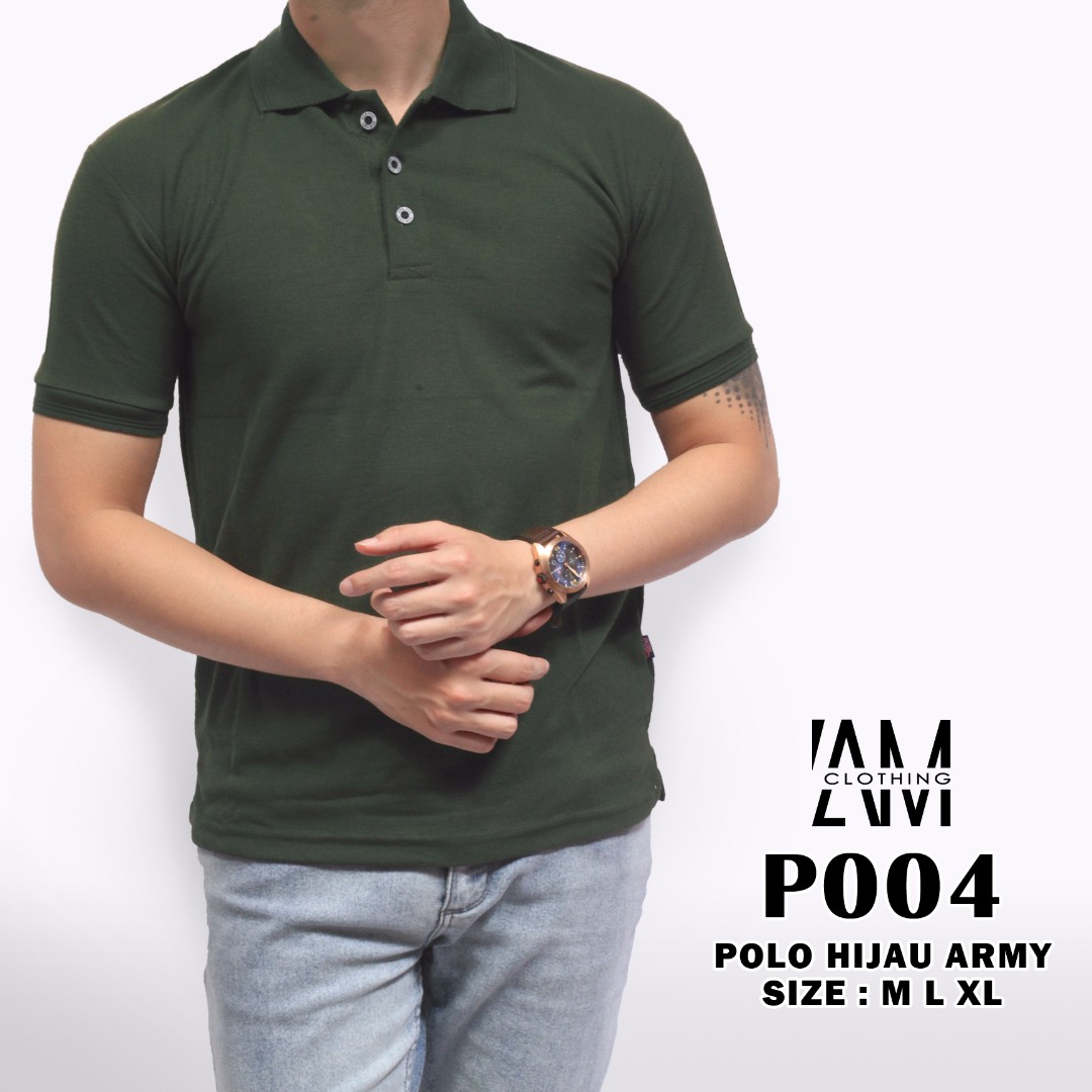 Download Polo Shirt Unisex Hijau Army - Kaos Polo Polos / Baju Kerah / Kaos Kerah / Baju Polo Pria ...