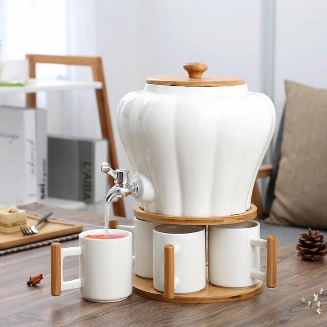 Ceramic Beverage Dispenser With Wooden Holder Home Appliances On Carousell