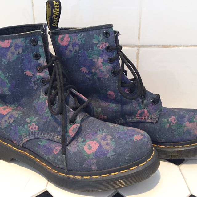 womens floral combat boots