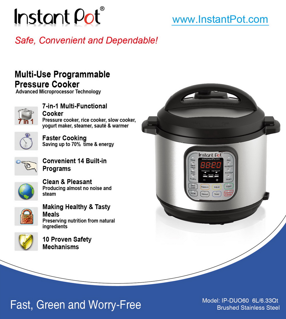 IPDUO80 Instant Pot Duo80 8 Quart 1200w 7-in-1 Programmable Pressure Cooker  New