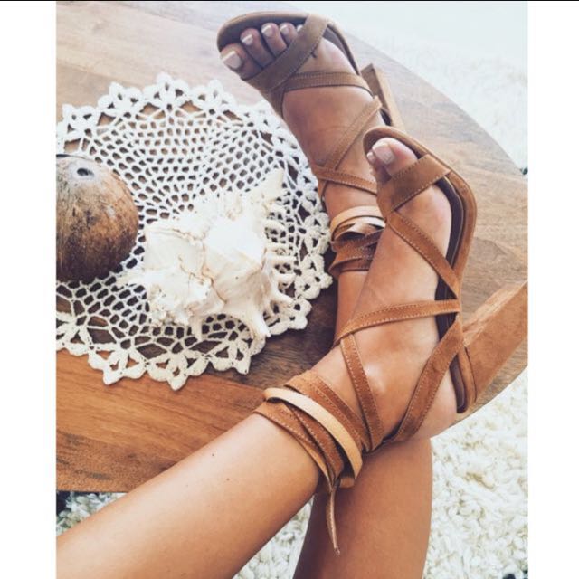 tan wrap heels