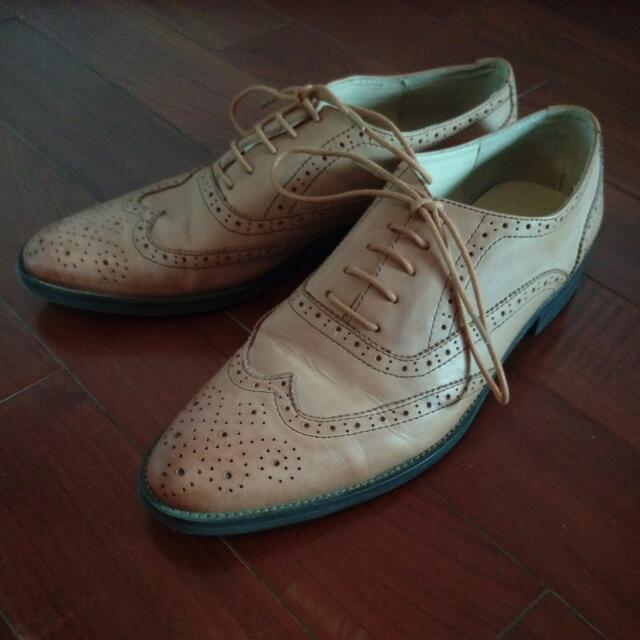 全真皮vero cuoio 尖头雕花oxford shoes