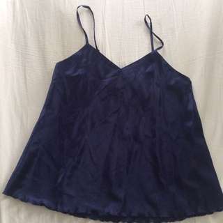 Navy Silk Cami / Slip Top
