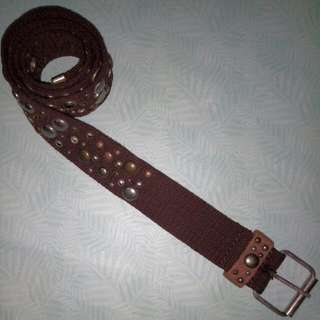 Brown Canvas Belt with Studs