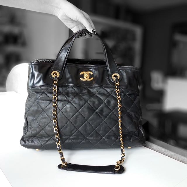 Authentic Chanel Black Calfskin Small In The Mix Tote
