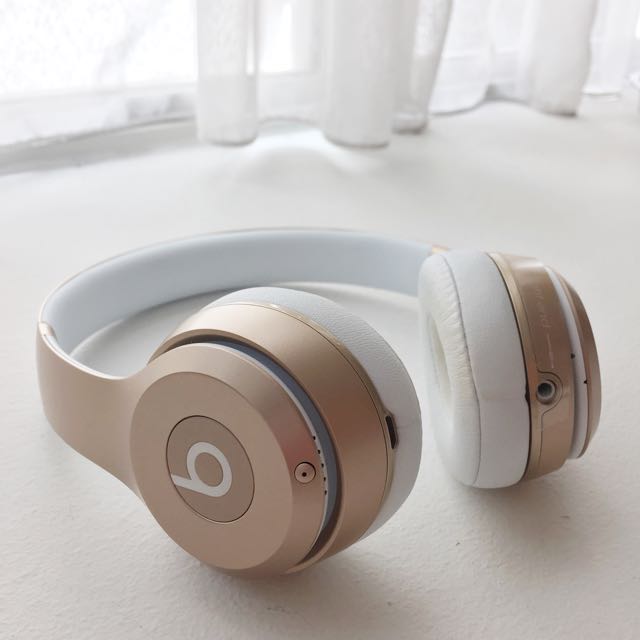 Beats Solo 2 Wireless Headphones Gold Audio Headphones