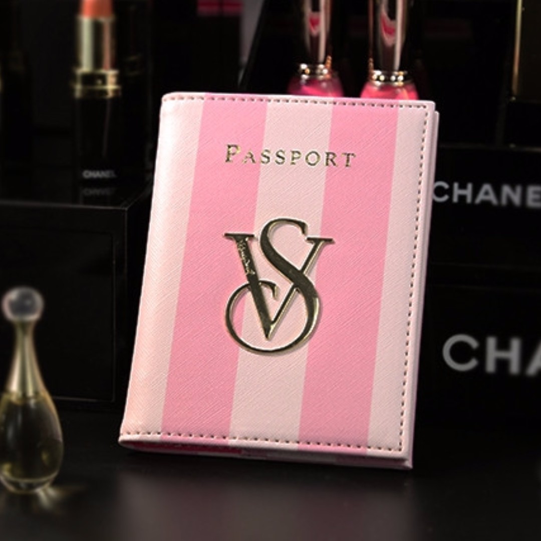 Victoria's Secret, Accessories, Victorias Secret Pink Passport Holder  Leather Gold Logo New