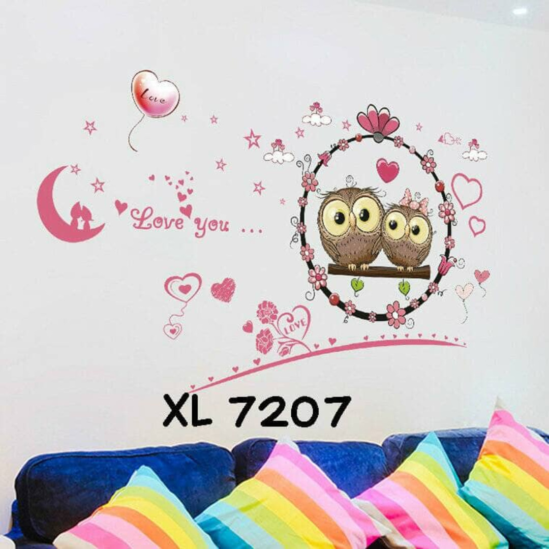 Wall Stiker Uk50x70 Wall Sticker Dinding Sepasang Owl Love You