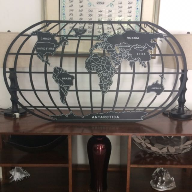 Wrought Iron World Map Wall Decor, Furniture & Home Living, Home Decor, Wall Decor on Carousell