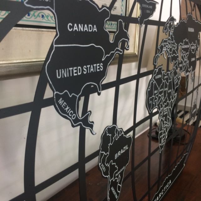 Wrought Iron World Map Wall Decor, Furniture & Home Living, Home Decor, Wall Decor on Carousell