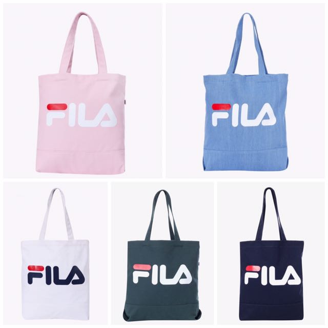 韓國代購fila 手提袋粉藍白綠深藍韓妞必備帆布提袋購物袋 980 她的時尚 包包在旋轉拍賣