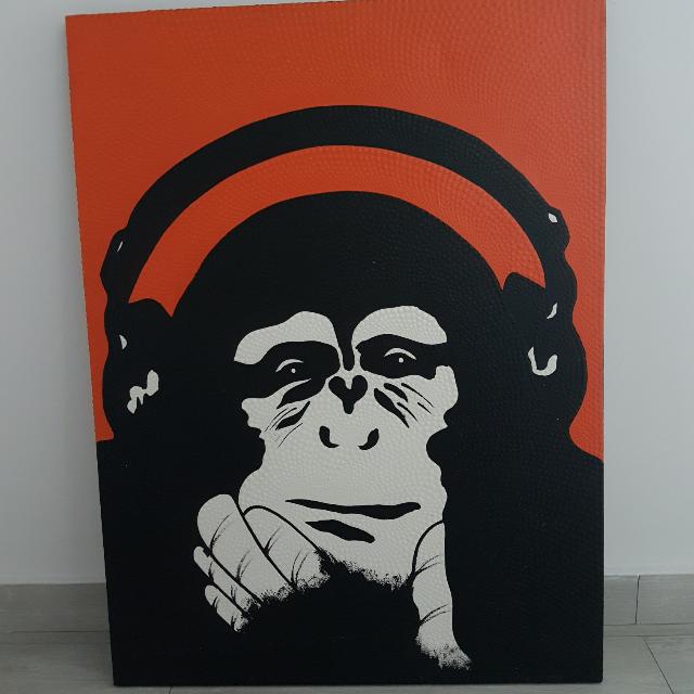 Canvas Painting Ape With Headphones Design Craft Art Prints On Carousell
