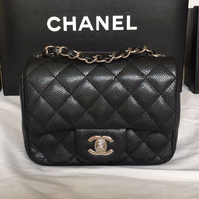 chanel square mini caviar gold