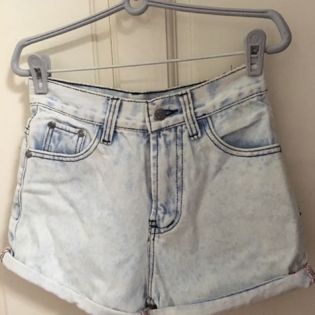 light blue high waisted shorts